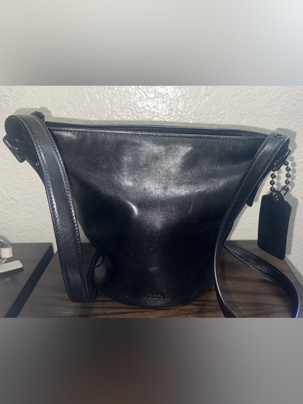 Coach Black Leather Bleecker Bucket Bag